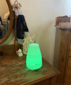 Diffuserlove Essential Oil Diffusers 200ML Remote Control Ultrasonic Mist Humidifiers BPA-Free Aromatherapy Diffuser with 7 Color Lights, Auto Shut-Off for Bedroom Office Kitchen White 46 B1Xw1MBJXS