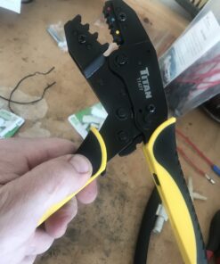 TITAN 11477 Ratcheting Wire Terminal Crimper Tool for Insulated Terminals, Fixed Jaw Crimper Fixed Jaw Crimper for Insulated Terminals 53 B1ZLpVHUPS
