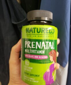 NATURELO Prenatal Multivitamin with Gentle Chelated Iron, Methyl Folate, Plant Calcium & Choline - Vegan, Vegetarian - Non-GMO - Gluten Free - 180 Capsules - 2 Month Supply 180 Count (Pack of 1) 35 B1bT21tMveS
