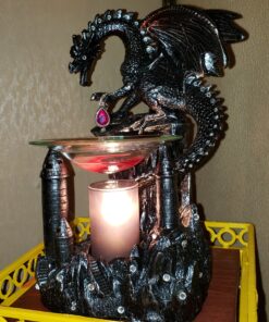 Mythical Winged Dragon Guarding Castle Electric Oil Warmer or Wax Tart Burner for Decorative Medieval & Gothic Decor Statues and Figurines As Aromatherapy Essential Scented Oil Gifts for Dragon Lovers 25 B1bprCusXS