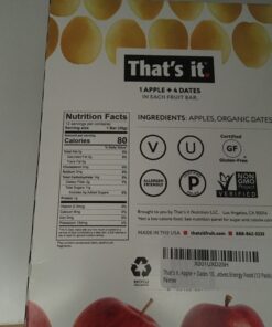 That's it. Apple + Dates 100% Natural Real Fruit Bar, Best High Fiber Vegan, Gluten Free Healthy Snack, Paleo for Children & Adults, Non GMO Sugar-Free, No Preservatives Energy Food (12 Pack) 19 B1btrnBalES