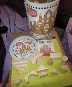 Wooden Blocks Set - 100 Pc Natural Colored Wood Building Block Toys - 100% Real Wood, 14 Different Shapes, Great Gift for Kids or Back to School Project, Indoor Activity - Build, Stack and Create 29 B1dd3gl5ljS