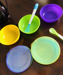 Munchkin® Love-a-Bowls™ 10 Piece Baby Feeding Set, Includes Bowls with Lids and Spoons, Multicolor 48 B1eYd 6lXFS