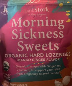 Pink Stork Morning Sickness Sweets, Organic Mango Ginger Candy with Vitamin B6 for Morning Sickness Support and Occasional Motion Sickness, Pregnancy Must Haves - 30 Wrapped Drops 29 B1fX9BFjWlS