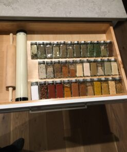 Rev-A-Shelf 22" 3 Tiered Seasoning Organizer, Trim-to-Fit Wooden Kitchen Draw and Cabinet Home Storage Insert, Pull Out Spice Rack, Maple, 4SDI-24 22 Inch 36 B1fuENL1AS