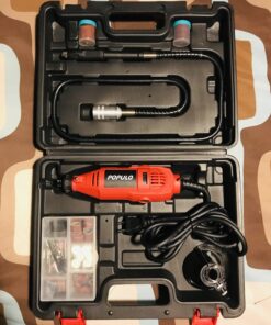 POPULO Power Rotary Tool Kit with Keyless Chuck, 154pcs Accessories, Flexible Shaft, Variable Speed Engraving, Corded Tools Drimmer Set for Cutting Sanding Polishing Engraving Crafting and DIY Works 154 23 B1fzD703SdS