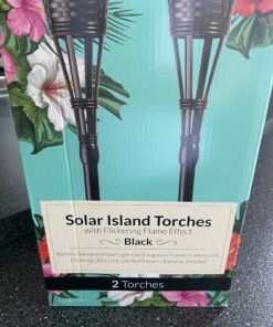 Newhouse Lighting FLTORCH4-B Solar-Powered Flickering Flame Outdoor Island Torches, 4-Pack, Dark Chocolate,Black 25 B1h0h1IhDZS