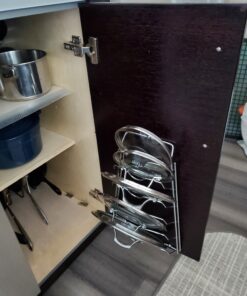 Organize It All Wall Cabinet Door Mounted Pot Lid Rack | Metal Wire | Dimensions 10.63" x 4.00" x 16.63" | Kitchen Storage | Sliver Chrome 37 B1hRAzD27mS