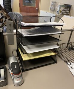 EASEPRES Extra Thick 6-Tier Mesh Desk Organizer Tray, Desktop File Folder Sorter Holder for Mail Paper Document Letter Organization Storage Accessories, for Office Home School Classroom, Black 1 Pack 35 B1hTNKWBg8S