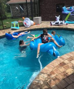 JOYIN Inflatable Peacock Pool Float - Giant Green Peacock Ride on Raft for Swimming Pool, Beach Floaties, Party Decoration Toys, Inflatable Island, Summer Pool Raft Lounge for Adults & Kids Water Fun Blue 50 B1hgoqqxKHS