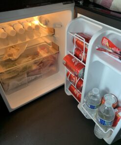 Midea WHD-113FB1 Double Door Mini Fridge with Freezer for Bedroom Office or Dorm with Adjustable Remove Glass Shelves Compact Refrigerator, 3.1 cu ft, Black 60 B1hq9c71mS