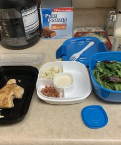 Bentgo® All-in-One Salad Container - Large Salad Bowl, Bento Box Tray, Leak-Proof Sauce Container, Airtight Lid, & Fork for Healthy Adult Lunches; BPA-Free & Dishwasher/Microwave Safe (Blue) Blue 59 B1iqhQyn5S