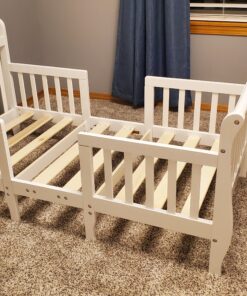 Dream On Me Emma 3 in 1 Convertible Toddler Bed in White 56x29x28 Inch,29x29x18 Inch 38 B1j7i3XaL9S