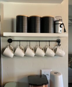 Wallniture 24" Gourmet Kitchen Rail for with 10 S Hooks for Hanging Utensils, Pot Pan Lid Rack Storage Organizer Set, Steel, Black 35 B1jCK7X0AqS