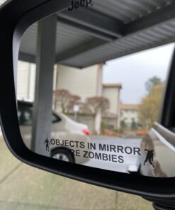BERRYZILLA Objects in Mirror are Zombies Decal - Walking Zombie Bio Hazard Scary Dead Outbreak Response Black Etched Glass Vinyl Funny Sticker 20 B1jGkh53gqS
