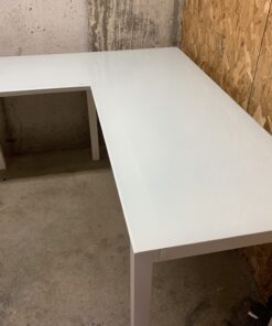 Signature Design by Ashley Baraga Contemporary Glass L-Shaped Home Office Desk, White 46 B1jHpOpCulS