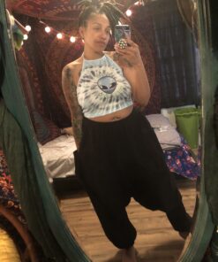 CandyHusky 100% Cotton Hippie Gypsy Boho Baggy Pants Harem Pants for Men Women Yoga Pants Aladdin Pants One Size Fits Most Black 23 B1jSNnmo40S