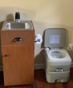 Camco 5.3-Gallon Portable Travel Toilet | Features Detachable Holding Tank w/Sealing Slide Valve & Bellow-Type Flush | Easy Transport w/Compact Lightweight Design & Carry Handle | Gray (41541) 5.3 Gallon 48 B1k84Afme3S