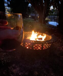 Sunnydaze 40-Inch Round Steel Fire Pit Table with Durable Spark Screen and Poker - Portable Design - Black - Diamond Weave 27 B1l4iwhDmlS