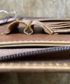 AZXCG Leather Portfolio Binder,3 Ring Binder Padfolio with Zipper fits up to 13.3" Laptop, Professional Organizer, Business Folder with Clipboard, Leather Notepad Holder Brown Graduation Gift Standard 45 B1lmjZ2d5S