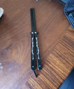 Funtuan Dragon Totem Stainless Steel Practice Butterfly Knife Trainer and Comb Knife Trainer (Black) 53 B1lnPxZfS