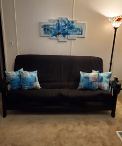 Royal Heritage Home 100% Cotton Full Size Futon Cover - Black - Washable Zippered Sofa Furniture Bed Mattress Covers - Armless Couch Zipper Slipcover Protector/Encasement 27 B1mAfBY8EGS