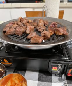 Kitchen + Home Stove Top Smokeless Grill Indoor BBQ, Stainless Steel with Double Coated Non Stick Surface Stove Top Grill 62 B1mSqSwglDS