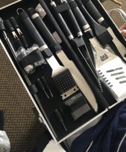 POLIGO 22PCS Heavy Duty BBQ Grill Accessories Set, Non-Slip Grill Tools for Outdoor Grill Set Thicker Stainless Steel Grill Utensils Set, Deluxe Grilling Set with Aluminum Case Ideal Gifts for Men Dad Black - 22PCS BBQ Set 32 B1msK0uVazS