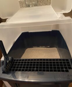 IRIS USA Large Split-Hood Cat Litter Box with Scoop and Grate, Blue Split Hooded - Navy 53 B1n2AacrgcS