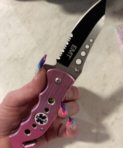 TAC Force TF-498 Series Spring Assist Folding Knife, Half-Serrated Blade, 4.5-Inch Closed Pink EMT 34 B1nNv7P0RS