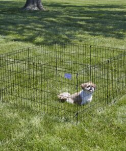 MidWest Homes for Pets Foldable Metal Dog Exercise Pen / Pet Playpen, 24'W x 24'H, 1-Year Manufacturer's Warranty Black No Door 24" H 22 B1o78LecU3S