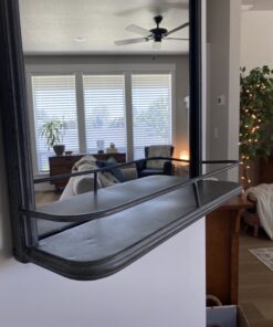 Amazon Brand – Stone & Beam Modern Round Arc Iron Hanging Wall Mirror With Shelf, 30 Inch Height, Dark Bronze 33 B1oLYGgMOhS