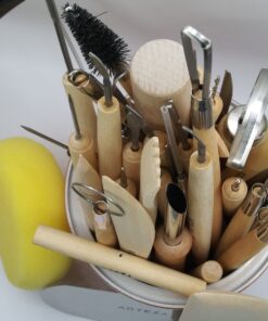 Arteza Pottery & Polymer Clay Tools, 42-Piece Sculpting Set, Steel Tip Tools with Wooden Handles, for Pottery Modeling, Smoothing, Carving & Ceramics 39 B1ouZ4q01iS