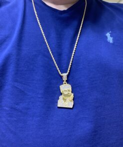 putouzip Bart Chain Necklace 18K Gold Plated Fully Iced Out Stainless Steel Pendant For Men Boys Gift 33 B1p yUvGAUS