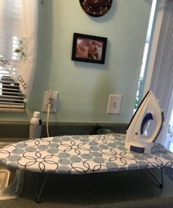 Household Essentials 122101 Small Tabletop Ironing Board with Folding Legs - Magic Rings Cover and Pad,Blue Rings Blue Rings 45 B1p0oMChES