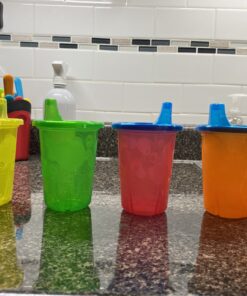 The First Years Take & Toss Spill Proof Sippy Cups - Reusable Toddler Cups - Rainbow - Kids Cups and Snap On Lids for Ages 9 Months and Up - 4 Count Classic Rainbow 41 B1pAruKmm7S 1