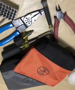 Klein Tools 55470 Utility Bag, Stand-Up Zipper Tool Bags, Tough 1680d Ballistic Weave, Reinforced Bottoms, Orange/Black, Gray/Black, 2-Pack 31 B1pZ14rGirS