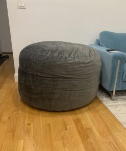 Amazon Basics Memory Foam Filled Bean Bag Chair with Microfiber Cover 4 ft, Grey, Solid 23 B1sA8jZHrS