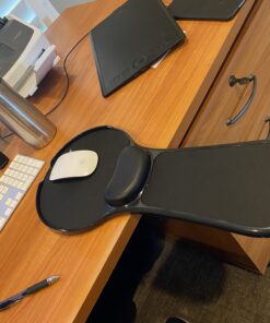 Premium Adjustable Computer Wrist Rest Armrest - Desk and Chair Dual Purpose Attachable Home&Office Computer Arm Support - Ergonomically Designed Mouse Pad Arm-stand Desk Extender (Black) 40 B1sza0RwEqS 2