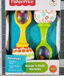 Fisher-Price Baby Toys Rattle ‘n Rock Maracas, Set of 2 Soft Musical Instruments for Infants 3+ Months, Green & Yellow Green/Yellow 30 B1tFIbcYqiS 2