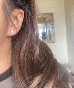 Amazon Essentials Plated Sterling Silver Cubic Zirconia Stud Earrings (Round & Princess) White/Platinum 5 mm Round Cut 39 B1umyTJbpNS 2