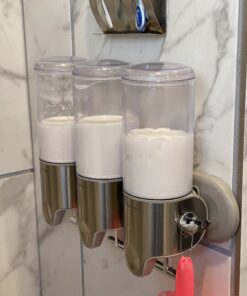 simplehuman Single Wall Mount Shower Pump, 15 fl. oz. Shampoo and Soap Dispenser, Stainless Steel 35 B1vFys5efvS