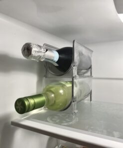 mDesign Plastic Free-Standing Wine Set Rack Storage Organizer for Kitchen Countertops, Pantry Cabinet, Fridge Organization - Holds Water Bottle and Alcohol Bottles - 2 Pack - Clear 2 bottle 38 B1vHKYAXGnS