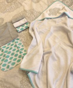 Luvable Friends Unisex Baby Hooded Towel with Five Washcloths, Cotton,Polyester,Ikat Elephant, One Size Ikat Elephant 1 Count (Pack of 1) 23 B1wHyHMUWKS