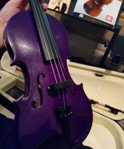 Mendini By Cecilio Violin For Kids & Adults - 4/4 MV Purple Violins, Student or Beginners Kit w/Case, Bow, Extra Strings, Tuner, Lesson Book - Stringed Musical Instruments 4/4 (Full Size) Purple 22 B1wWfVy22S