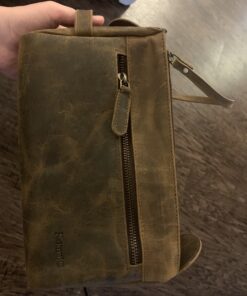 KOMALC Premium Buffalo Leather Unisex Toiletry Bag Travel Dopp Kit Distressed Tan 57 B1xVw0c4 S