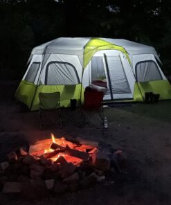 CORE 12 Person Instant Cabin Tent | 3 Room Huge Tent for Family with Storage Pockets for Camping Accessories | Portable Large Pop Up Tent for 2 Minute Camp Setup Green 35 B1ycsByKTHS