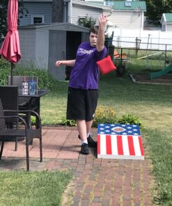 GoSports Flag Series Wood Cornhole Sets – Choose American Flag or State Flags – Includes Two Regulation Size 4 ft x 2 ft Boards, 8 Bean Bags, Carrying Case and Rules America 55 B1ys7uSgvOS
