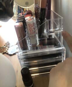Ikee Design Clear Acrylic Makeup Organizer, Elegant Makeup Storage Organizer for a Stylish Vanity, Bathroom, or Dresser Décor, Clear Design for Easy Visibility and Quick Access 1) 1 Top 4 Drawers 56 B1zakDbE1US