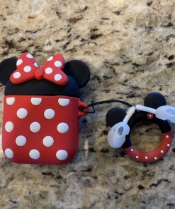 iFiLOVE Compatible with Airpods Case, Cute Cartoon Airpods Cover, Minnie Mouse Soft Silicone Shockproof Protective Case Cover Skin with Ring Buckle Holder for Apple Airpods 1 & 2 Charging Case(#2) #2 31 C1093tu2bMS